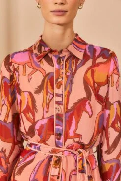 Farm Rio Rose Wild Horses Long Sleeve Mini Dress -Farm Rio Fashion Store 312367 04