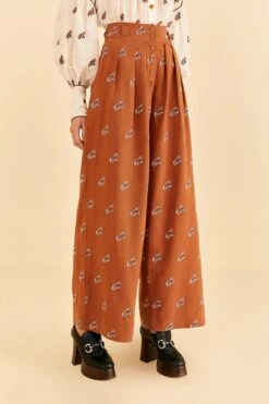 Farm Rio Caramel Embroidered Horses Pants 10 Farm Rio Caramel Embroidered Horses Pants -Farm Rio Fashion Store 312388 03