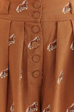 Farm Rio Caramel Embroidered Horses Pants 12 Farm Rio Caramel Embroidered Horses Pants -Farm Rio Fashion Store 312388 05
