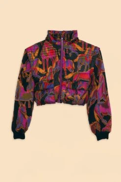 Farm Rio Black Wild Horses Reversible Puffer Jacket -Farm Rio Fashion Store 312503 010