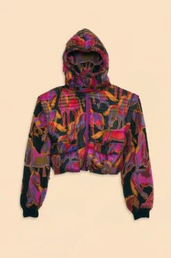 Farm Rio Black Wild Horses Reversible Puffer Jacket -Farm Rio Fashion Store 312503 09