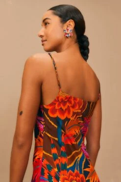 Farm Rio Vintage Wave Multicolor Lenzing™ Ecovero™ Viscose Maxi Dress -Farm Rio Fashion Store 312607 03