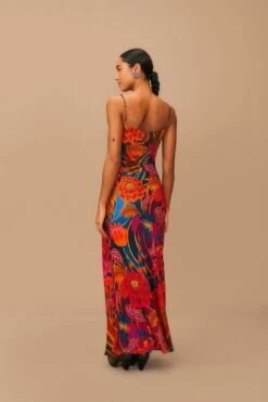 Farm Rio Vintage Wave Multicolor Lenzing™ Ecovero™ Viscose Maxi Dress -Farm Rio Fashion Store 312607 04