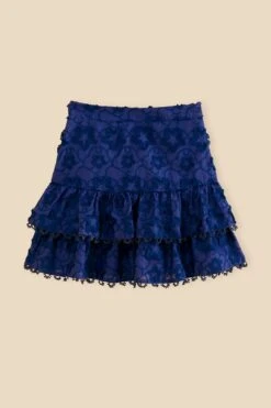 Farm Rio Navy Blue 3d Star Texture Mini Skirt -Farm Rio Fashion Store 312645 06
