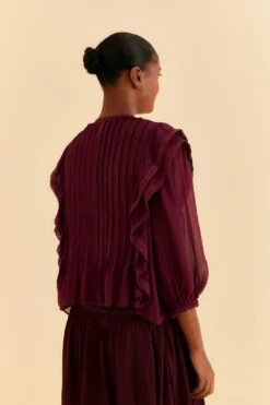 Farm Rio Burgundy Ruffle Blouse -Farm Rio Fashion Store 312660 04