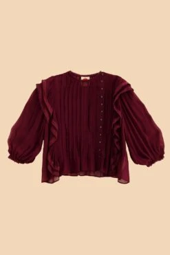 Farm Rio Burgundy Ruffle Blouse -Farm Rio Fashion Store 312660 06