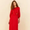 Farm Rio Red Front Circle Cut Out Midi Dress -Farm Rio Fashion Store 312693 01