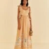 Farm Rio Sand Richelieu Sleeveless Midi Dress -Farm Rio Fashion Store 313594 01