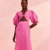 Farm Rio Pink Cut Out Short Sleeve Midi Dress -Farm Rio Fashion Store 313597 01