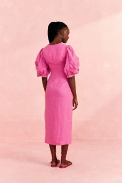 Farm Rio Pink Cut Out Short Sleeve Midi Dress -Farm Rio Fashion Store 313597 04