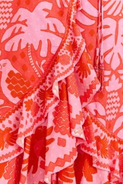 Farm Rio Red Jungle Scarf Wrap Midi Dress -Farm Rio Fashion Store 313599 04