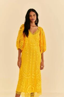 Farm Rio Yellow Guipure Midi Dress 9 Farm Rio Yellow Guipure Midi Dress -Farm Rio Fashion Store 313604 01