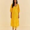Farm Rio Yellow Guipure Midi Dress -Farm Rio Fashion Store 313604 02
