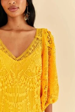 Farm Rio Yellow Guipure Midi Dress 10 Farm Rio Yellow Guipure Midi Dress -Farm Rio Fashion Store 313604 03