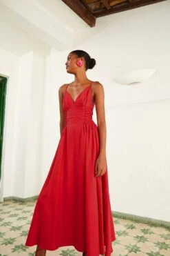 Farm Rio Red Sleeveless Midi Dress 10 Farm Rio Red Sleeveless Midi Dress -Farm Rio Fashion Store 313607 03