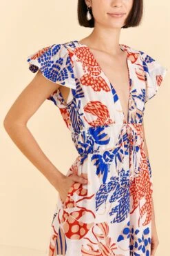 Farm Rio Off-White Mixed Lobsters Midi Dress 10 Farm Rio Off-White Mixed Lobsters Midi Dress -Farm Rio Fashion Store 313608 03