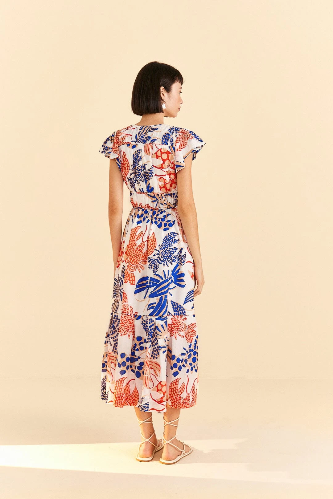 Farm Rio Off-White Mixed Lobsters Midi Dress 6 Farm Rio Off-White Mixed Lobsters Midi Dress - Image 4