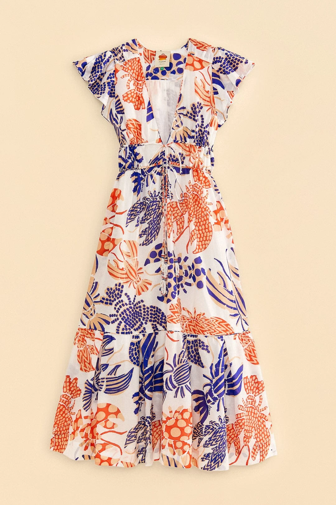 Farm Rio Off-White Mixed Lobsters Midi Dress 7 Farm Rio Off-White Mixed Lobsters Midi Dress - Image 5