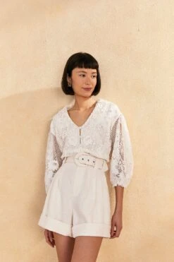 Farm Rio Off-White Tailored Shorts -Farm Rio Fashion Store 313614 02