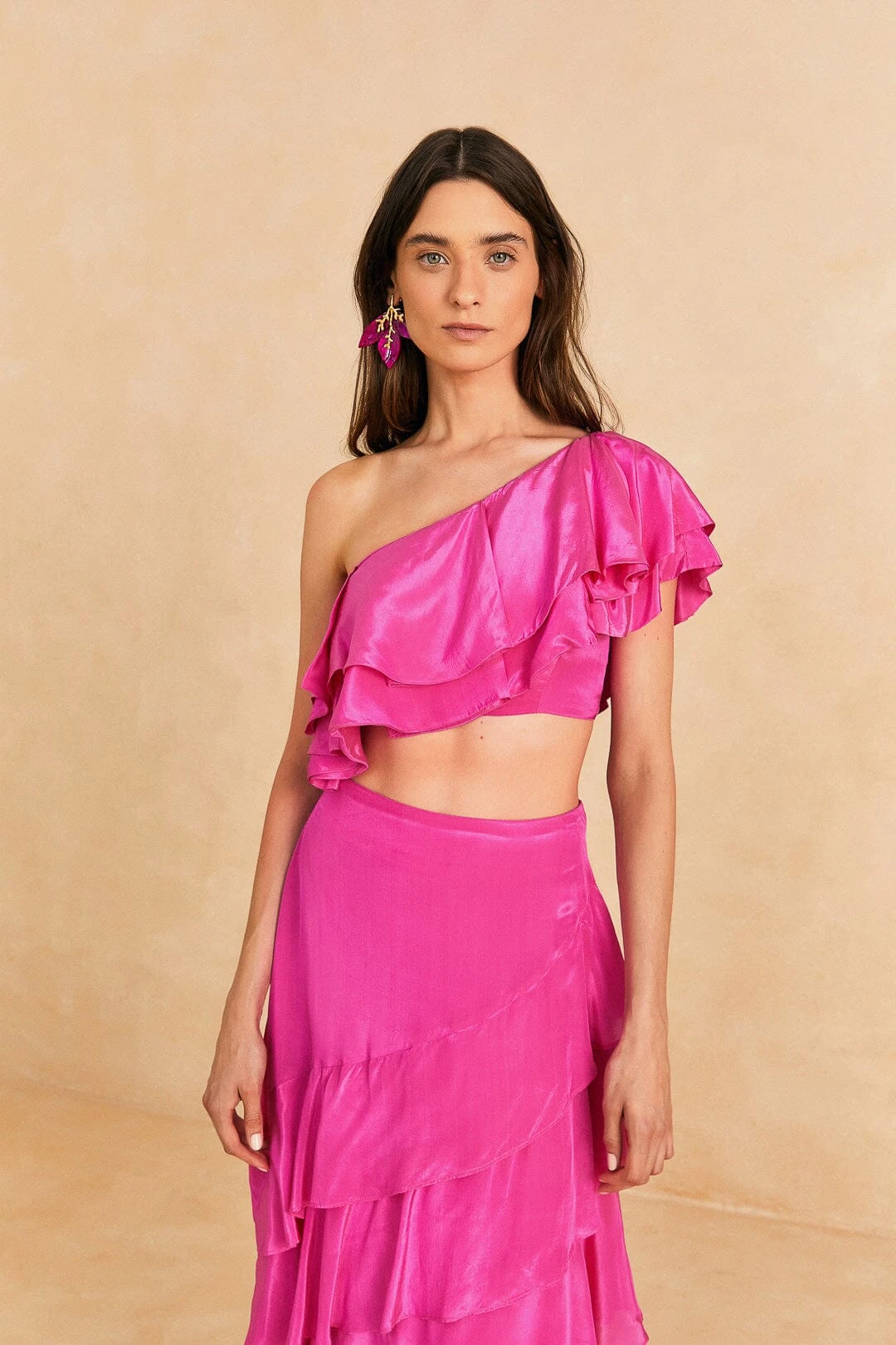 Farm Rio Dark Pink Marocaine Ruffle Top 3 Farm Rio Dark Pink Marocaine Ruffle Top