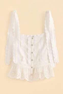 Farm Rio Off-White Laces Blouse -Farm Rio Fashion Store 313617 04