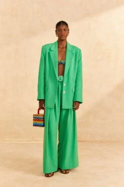 Farm Rio Bright Green Tailored Pants