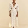 Farm Rio Off-White Richelieu Midi Dress -Farm Rio Fashion Store 313629 01