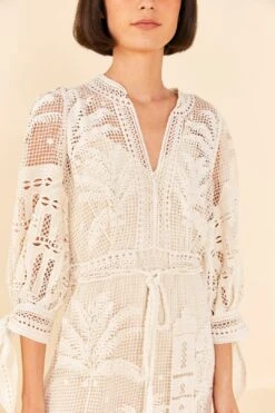 Farm Rio Off-White Morada Boa Guipure Dress -Farm Rio Fashion Store 313631 03