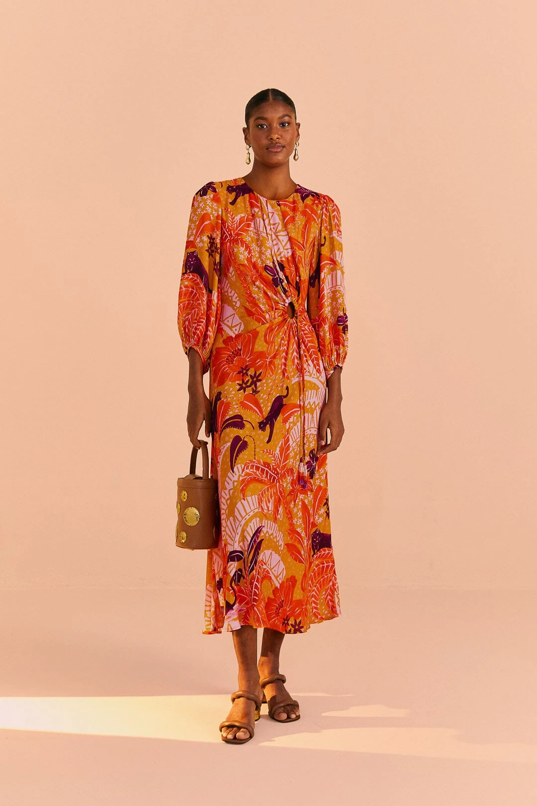 Farm Rio Beige Jungle Panther Lenzing™ Ecovero™ Viscose Midi Dress 3 Farm Rio Beige Jungle Panther Lenzing™ Ecovero™ Viscose Midi Dress