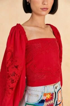 Farm Rio Red Lace Blouse -Farm Rio Fashion Store 313682 03