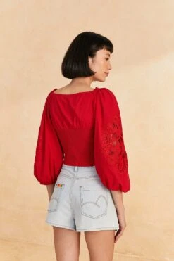 Farm Rio Red Lace Blouse -Farm Rio Fashion Store 313682 04