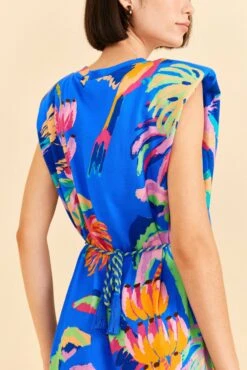 Farm Rio Blue Painted Jungle T-Shirt Dress -Farm Rio Fashion Store 313685 03