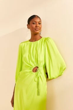 Farm Rio Lime Circle Cut Out Lenzing™ Ecovero™ Viscose Midi Dress -Farm Rio Fashion Store 313687 03