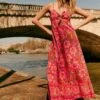 Farm Rio Macaw Flowers Red Jolia Dress -Farm Rio Fashion Store 313758 01