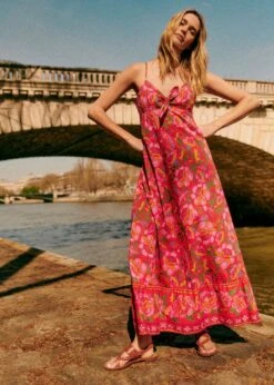 Farm Rio Macaw Flowers Red Jolia Dress