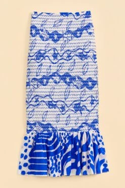 Farm Rio Off-White Pitta Waves Smocked Midi Skirt -Farm Rio Fashion Store 314084 06