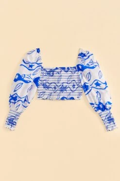 Farm Rio Off-White Pitta Waves Smocked Blouse -Farm Rio Fashion Store 314085 06