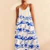 Farm Rio Off-White Pitta Waves Sleeveless Maxi Dress -Farm Rio Fashion Store 314086 02