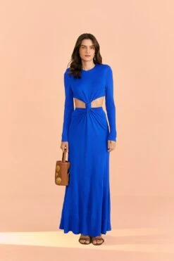 Farm Rio Blue Knot Cut Out Maxi Dress