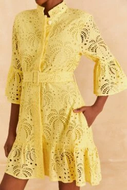 Farm Rio Light Yellow Palm Tree Mini Dress -Farm Rio Fashion Store 314107 03