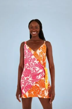 Farm Rio Pink Tropical Woodcut Cover Up