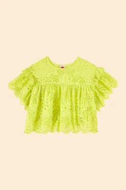 Farm Rio Lime Green Palm Tree Richelieu Blouse -Farm Rio Fashion Store 314472 06