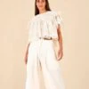 Farm Rio Off White Low Waist Pants -Farm Rio Fashion Store 314510 01