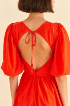 Farm Rio Red Short Sleeves Midi Dress -Farm Rio Fashion Store 314511 03