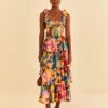 Farm Rio Yellow Painted Flowers Layered Maxi Dress -Farm Rio Fashion Store 314752 02