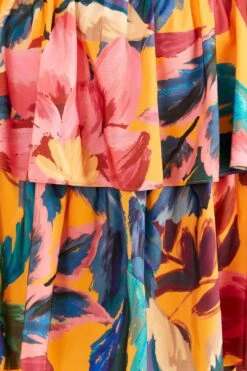 Farm Rio Yellow Painted Flowers Layered Maxi Dress -Farm Rio Fashion Store 314752 06