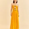 Farm Rio Yellow Sleeveless Maxi Dress With Sun Buckle -Farm Rio Fashion Store 314753 02