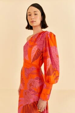Farm Rio Red Dewdrop Floral One Shoulder Midi Dress 9 Farm Rio Red Dewdrop Floral One Shoulder Midi Dress -Farm Rio Fashion Store 314754 03
