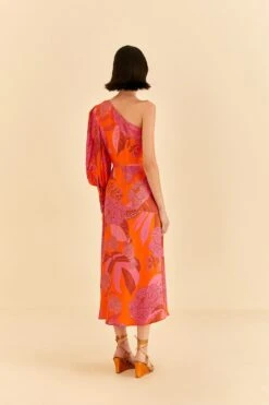 Farm Rio Red Dewdrop Floral One Shoulder Midi Dress 10 Farm Rio Red Dewdrop Floral One Shoulder Midi Dress -Farm Rio Fashion Store 314754 04