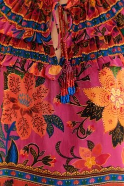 Farm Rio Pink Tropical Tapestry Long Sleeve Blouse -Farm Rio Fashion Store 315105 07